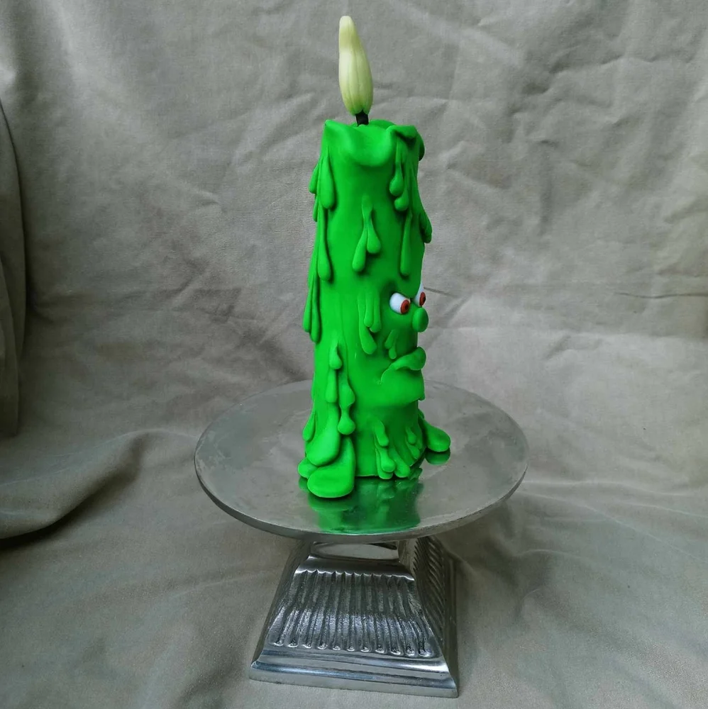 💚🐸 Melting 🕯🎃 Candle Face 🕷 Neon Green - Picture 4 of 11